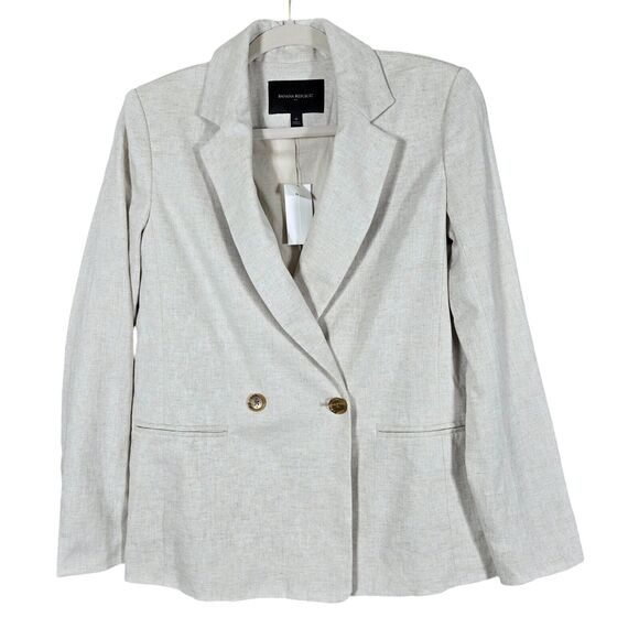 Banana Republic Jackets & Blazers - Banana Republic Blazer Womens 0 Linen Blend Double Breasted Natural Flax Lined